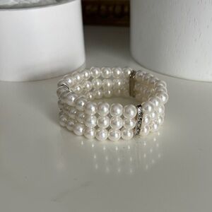 65. Faux Pearl & Rhinestone Bracelet.